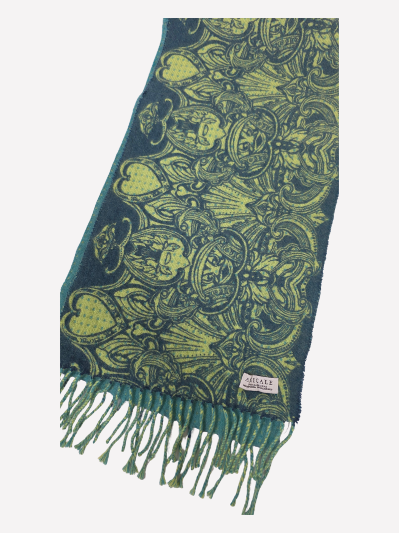 Amicale green patterned cashmere scarf - Image 2