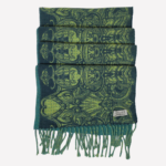 Amicale green patterned cashmere scarf