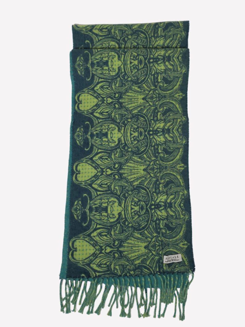 Amicale green patterned cashmere scarf - Image 3