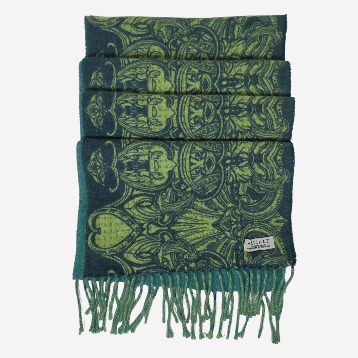 Amicale green patterned cashmere scarf Amicale green patterned cashmere scarf - Image 1