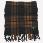 Belfe & Belfe brown and black plaid wool scarf