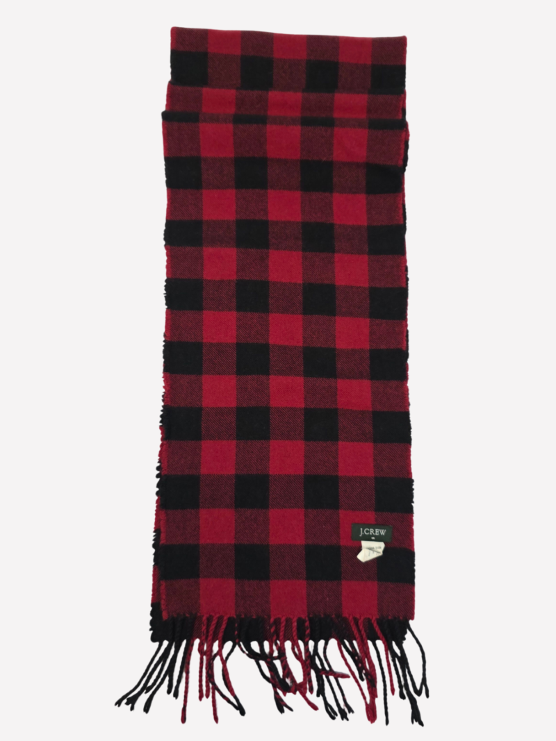 J.Crew red and black checked scarf - Image 2