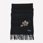 Black cashmere scarf with floral motifs