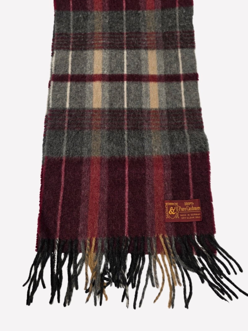 Burgundy and grey cashmere scarf - Image 3