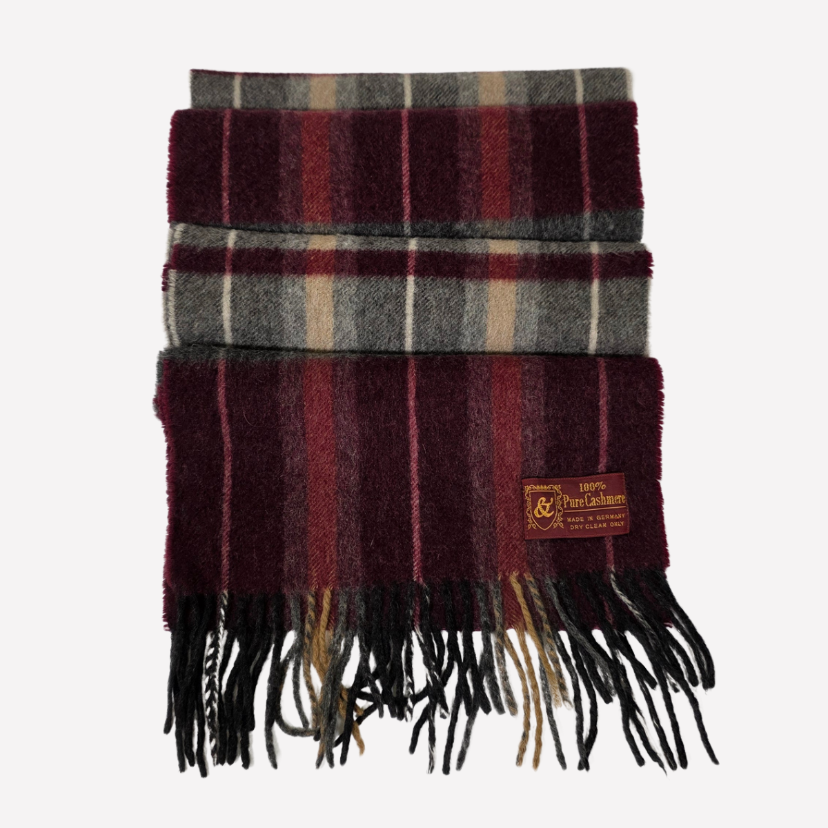 Cashmere scarf Burgundy and grey cashmere scarf - Image 1