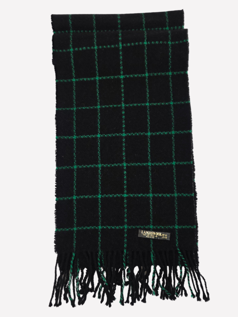 Black and green checkered lambswool scarf - Image 3
