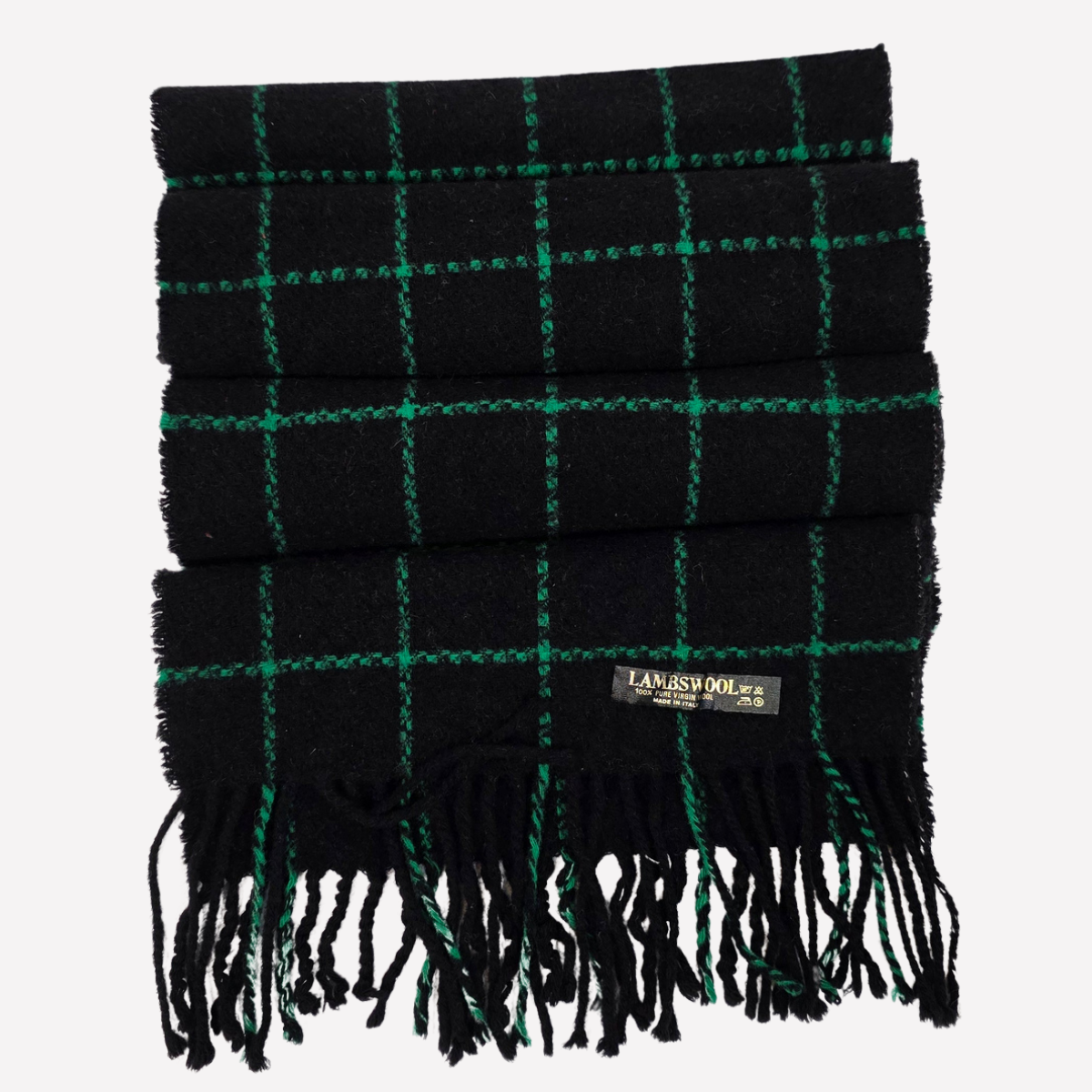 Black and green checkered lambswool scarf Black and green checkered lambswool scarf - Image 1
